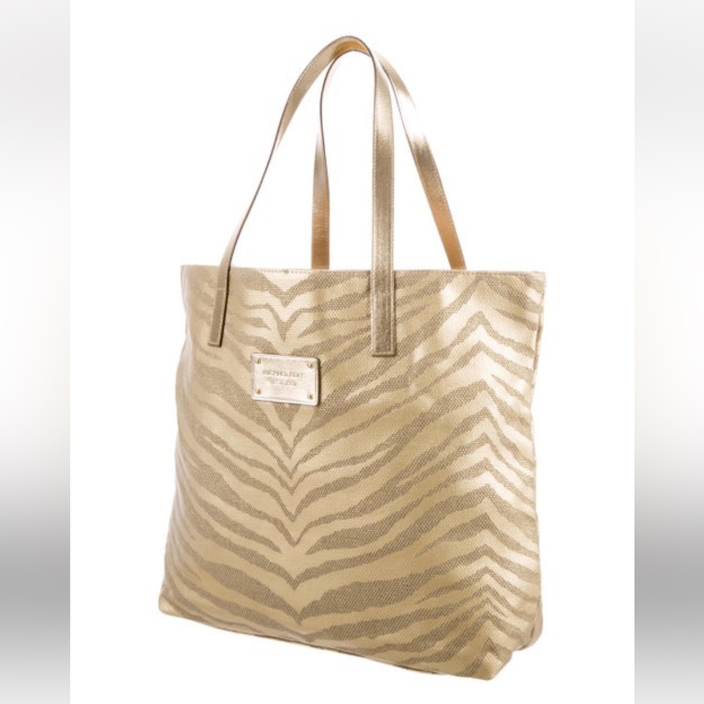 NWOT-Michael Kors Gold Zebra Canvas Tote Bag